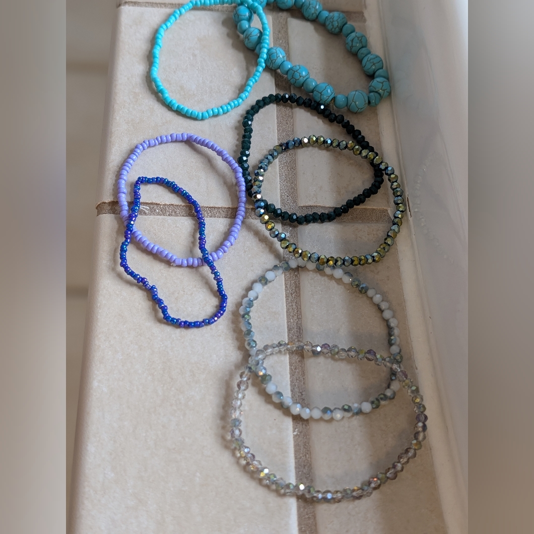 Stackable Crystal Beaded Bracelets Turquoise Jewelry 6$
